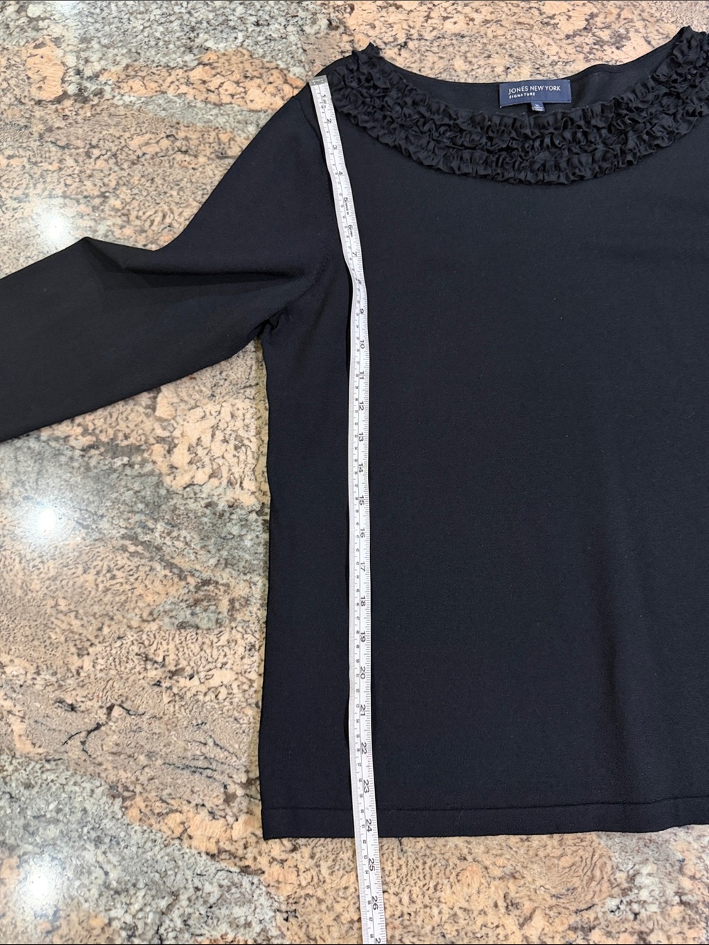 Jones New York Black Ruffled Scoop Neck Sweater - Picture 7 of 8